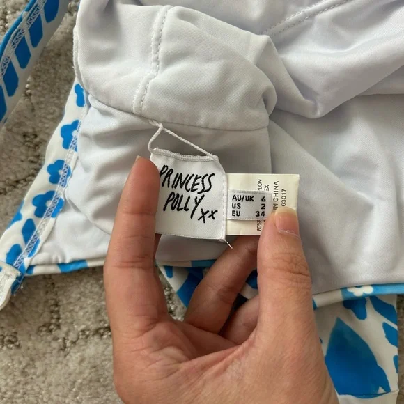 Blue Tropical Patterned One Piece Swimsuit - Picture 3 of 3